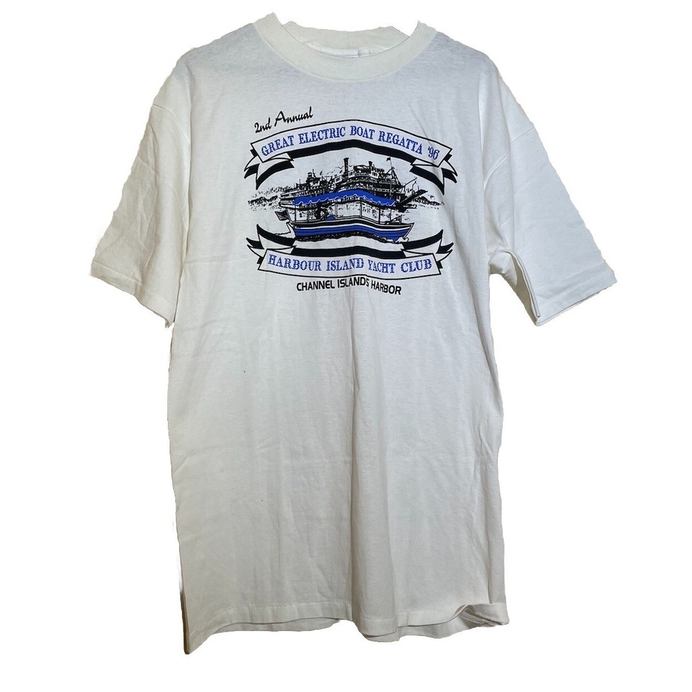 GREAT ELECTRIC BOAT REGATTA HARBOUR ISLAND YACHT CLUB VINTAGE T-shirt 96 Sz XL
